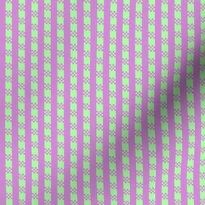 JP25 - Miniature - Art Deco Checked Stripes in Lilac and Limey Mint