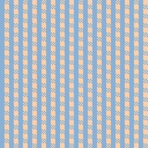 JP29 - Miniature - Art Deco Checked Stripes in Ecru and Robin's Egg Blue