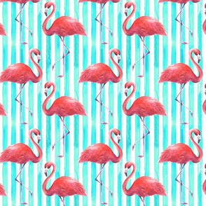 pink flamingos and teal stripes