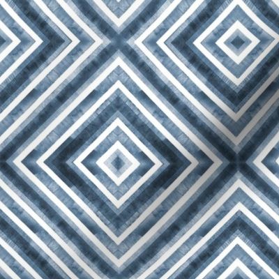 Watercolor geometric blue rhombus seamless pattern