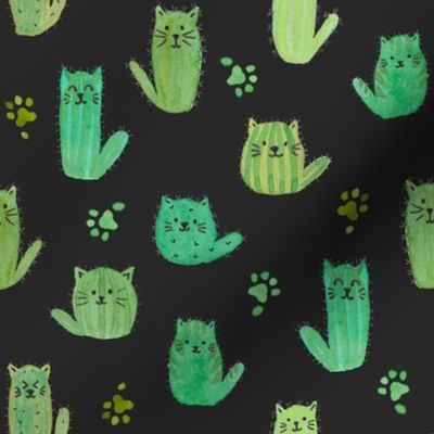 Cat-cus! Cactus cats and paws on BLACK