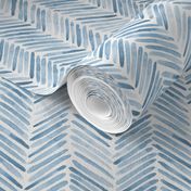 Baby blue herringbone - watercolor brush stroke abstract geometric painted pattern