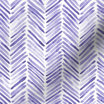 Amethyst herringbone - watercolor brush stroke abstract geometric painted pattern in purple shades