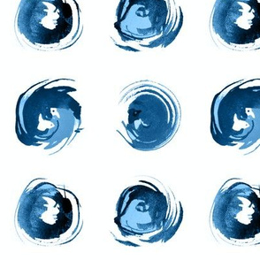 Indigo blue watercolour faces