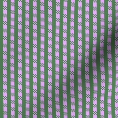 JP30 - Miniature - Art Deco Checked Stripes in Lilac Pastel and Green