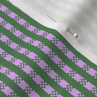 JP30 - Miniature - Art Deco Checked Stripes in Lilac Pastel and Green