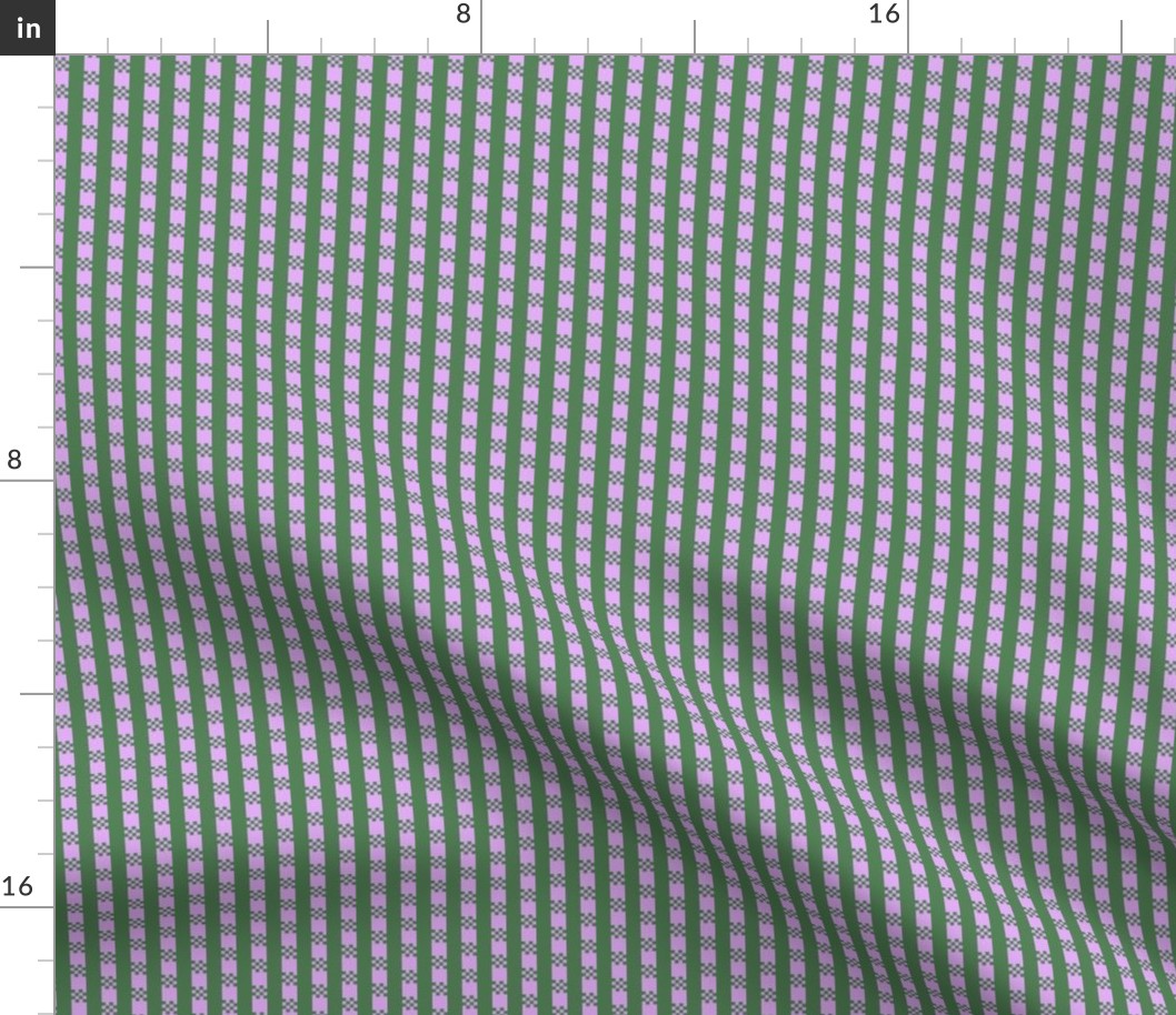 JP30 - Miniature - Art Deco Checked Stripes in Lilac Pastel and Green
