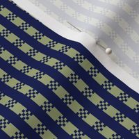 JP31 - Miniature - Art Deco Checked Stripes in Navy and Pastel Olive