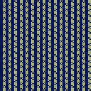 JP31 - Miniature - Art Deco Checked Stripes in Navy and Pastel Olive