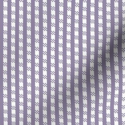 JP35 - Miniature -  Art Deco Checked Stripes in Violet Blue Mid Tone and Palest Pastel