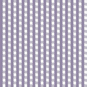 JP35 - Miniature -  Art Deco Checked Stripes in Violet Blue Mid Tone and Palest Pastel