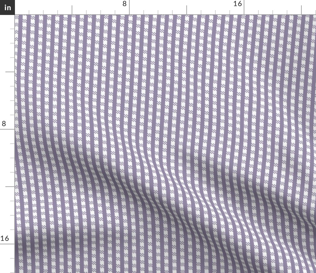 JP35 - Miniature -  Art Deco Checked Stripes in Violet Blue Mid Tone and Palest Pastel