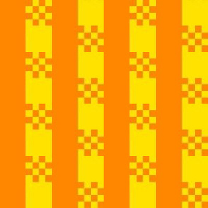 JP36 - Medium - Art Deco Checked Stripes in Vivid Yellow and Orange