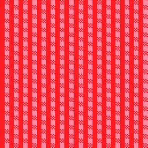 JP37 - Miniature - Art Deco Checked Stripes in  Scarlet Red and Pink