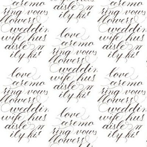 Brown Wedding Word Collage in Hand Lettered Calligraphy