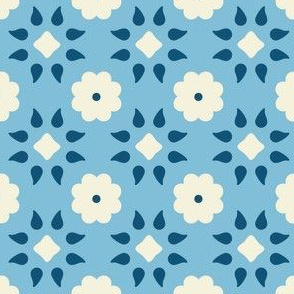 Blue Floral Geometric