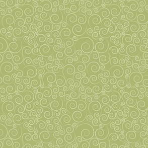 small scale spirals - zen spirals vintage green - spirals fabric