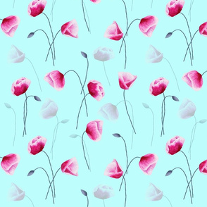 Watercolor hand painted poppy flowers seamless pattern 