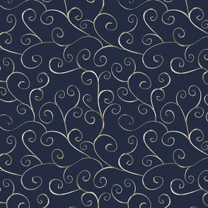 Luxury gold royal seamless pattern on navy background