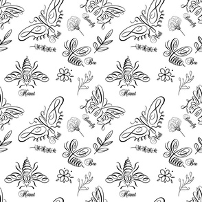 9" Curly Queue Insects & Florals Pattern