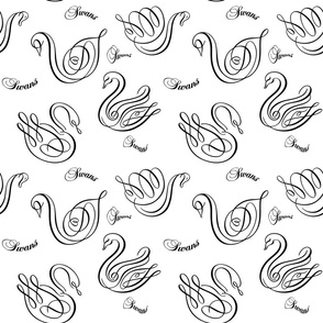 9" Curly Queue Swans Pattern