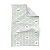 Stitched Bees & Honeycomb - Light Blue - Large