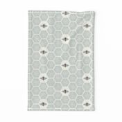 Stitched Bees & Honeycomb - Light Blue - Large