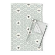 Stitched Bees & Honeycomb - Light Blue - Large