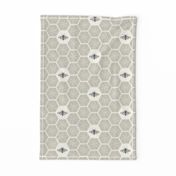 Stitched Bees & Honeycomb - Neutral - Large