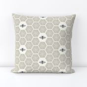Stitched Bees & Honeycomb - Neutral - Large
