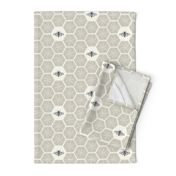 Stitched Bees & Honeycomb - Neutral - Large