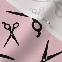 Hair Shears Salon Scissors in Black with Blush Pink Background (Large Scale)