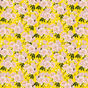 Pink Peonies on Yellow - small