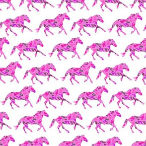 Mustang Horses on Pink and White