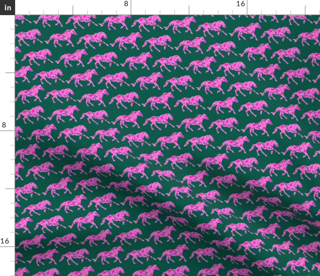 Mustangs on Pink and Green