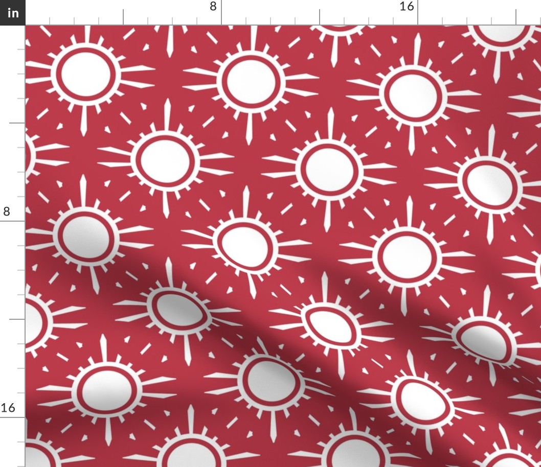 Nautical red white retro Japanese sun