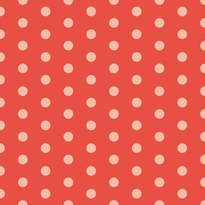 Connecting Passions- Apricot Polka Dots on Red