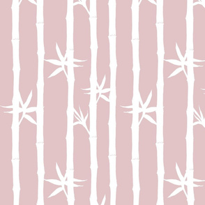 Bamboo white silhouette seamless pattern on pink