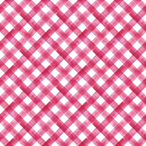 Watercolor diagonal pink striped gingham plaid seamless texture