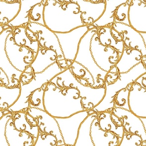 Golden chain glamour baroque style seamless pattern