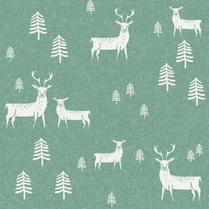 winter deer fabric - christmas design - sfx5815 rainforest