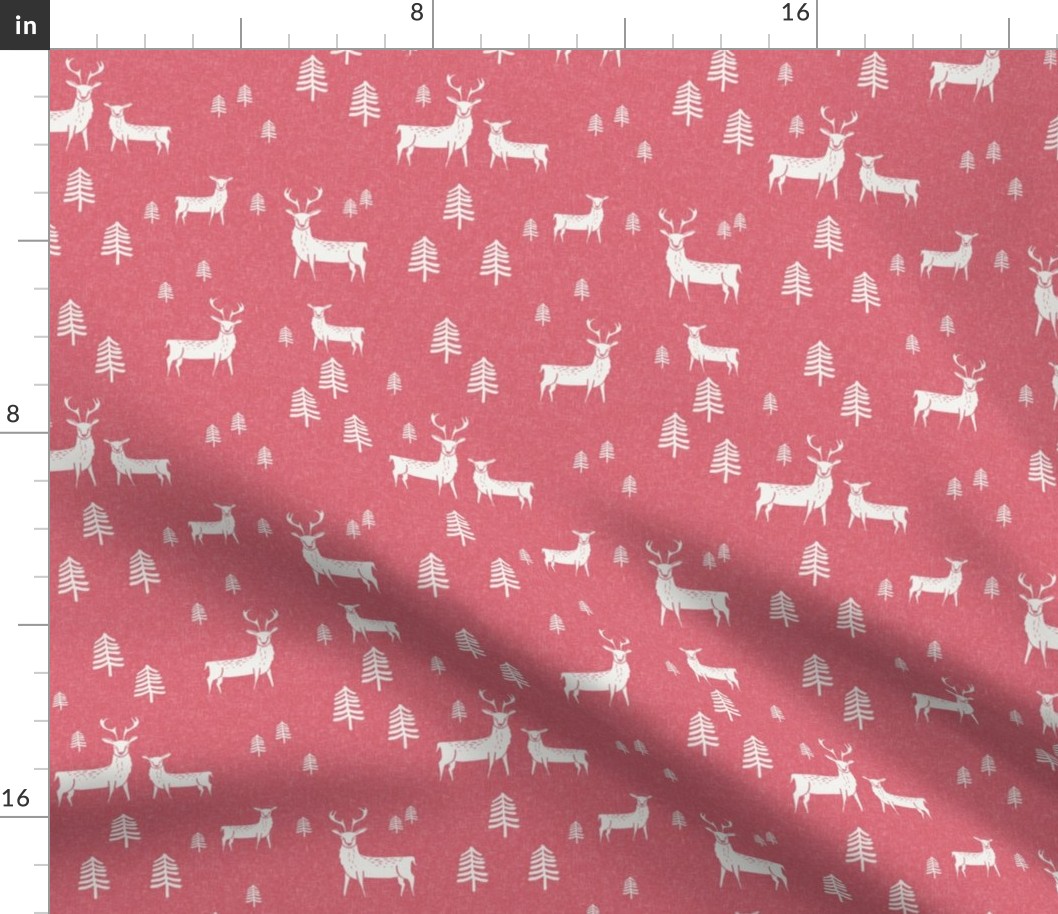 winter deer fabric - christmas design - sfx1755 crimson