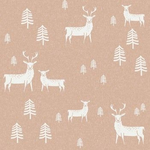 winter deer fabric - christmas design - sfx1213 almond