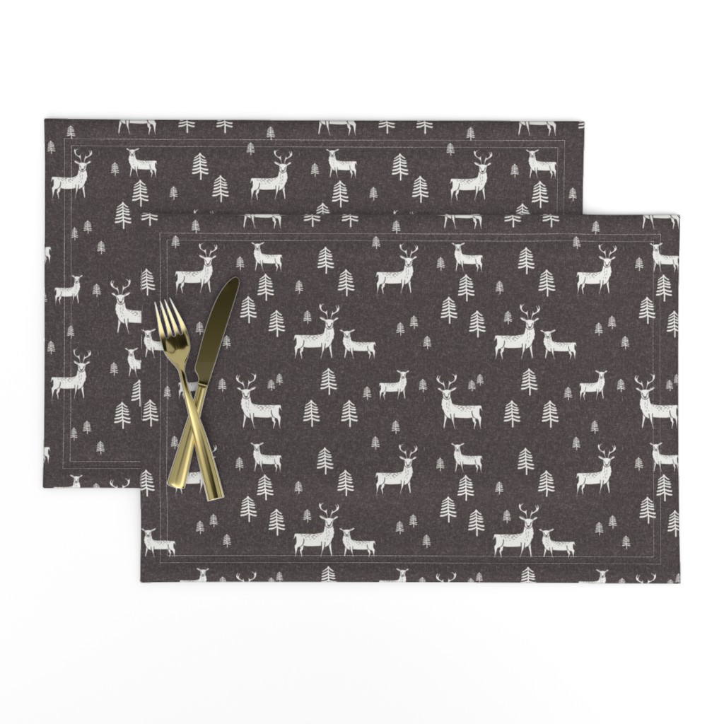 winter deer fabric - christmas design - sfx1111 coffee