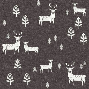 winter deer fabric - christmas design - sfx1111 coffee