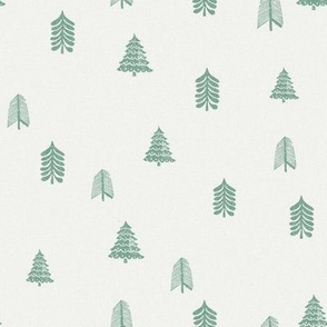 winter trees fabric - pine tree, fir tree, christmas tree - sfx5815 rainforest