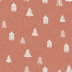 winter trees fabric - pine tree, fir tree, christmas tree - sfx1436 apricot