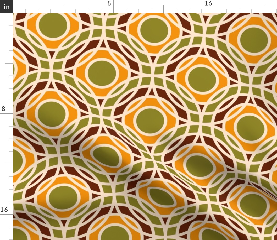 Retro Bauhaus circles orange moss green