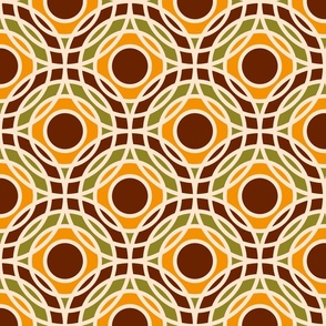 Retro Bauhaus circles MCM brown orange moss