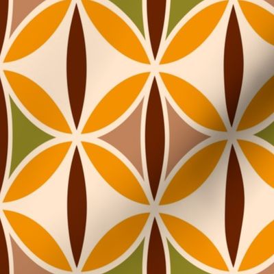 Retro 70s orange brown ovals art deco MCM